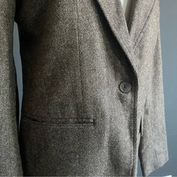 Banana Republic Brown Tweed Wool Blend Blazer Jacket Tailored Size 0 - Picture 3 of 9